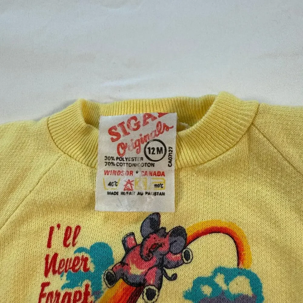 Vintage yellow sweatshirt Jasper Alberta,‎ Canada Signal originals tag size 12M